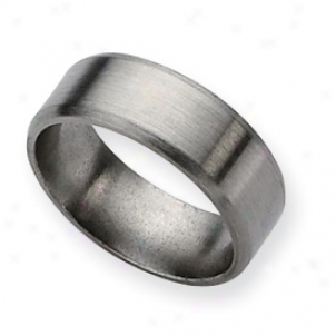 Titanium Beveled Edge 8mm Brushed Band Ring - Size 7.5