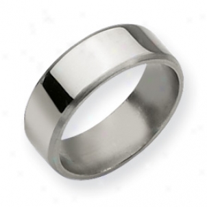Titainum Beveled Edge 8mm Brushed Polished Band Ring Size 11