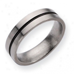 Titanium Blsck Accent 6mm Satin Band Ring - Size 8.5