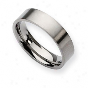 Titanium Brushed Flat 6mm Wedding Band Ring - Size 12.75