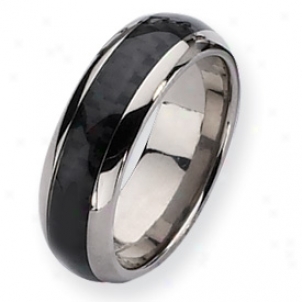 Titanium Carbon Fiber 8mm Polished Company Ring - Size 7.5