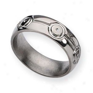 Titanium Circle Design 7mm Polished Band Ring - Size 10.5