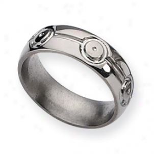 Titanium Circle Design 7mm Polished Band Ring - Size 8.5