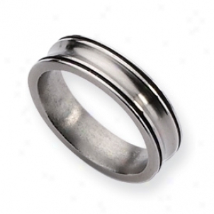 Titanium Enameled Concave 6mm Refined Band Ring - Size 11.5