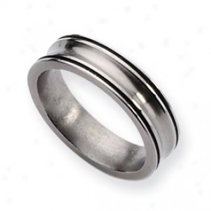 Titanium Enameled Concave 6mm Polished Band Ring - Size 6