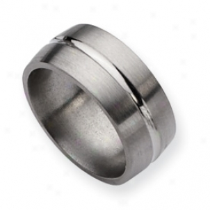 Titanium Grooved 10mm Satin Polished Band Ring - Size 15.75