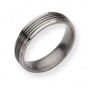 Titanium Grooved 6mm Brushed Refined Band Ring - Sizing 7.5