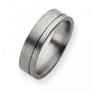 Titanium Grooved 6mm Satin Band Ring - Size 9