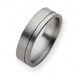 Titanium Grooved 6mm Satin Band Ring - Size 9.5