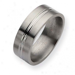 Titanium Grooved 8mm Brushed Polished Band Resonance - Size 11.5