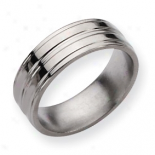 Titanium Grooved 8mm Polished Band Ring - Size 9.5