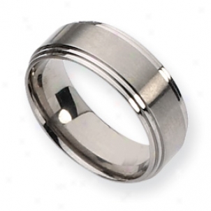 Titanium Ridgrd Edge 8mm Satin Polished Band Ring Size 11.5