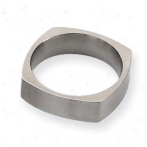 Titanium Square 6mm Satin Band Ring - Size 9