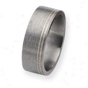 Titanium Sterling Inlays Satin 8mm Band Ring - Size 10.25