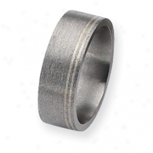 Titanim Sterling Inlays Satin 8mm Band Ring - Size 11.25