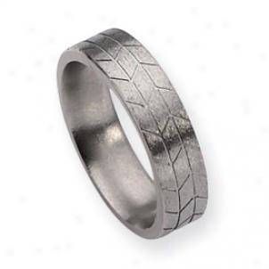 Titanium Tread Design 6mm Satin Band Ring - Size 11