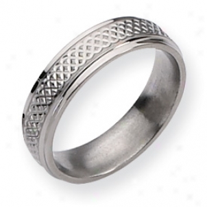 Titanium Weave Design 6mm Polshed Band Ring - Size 12