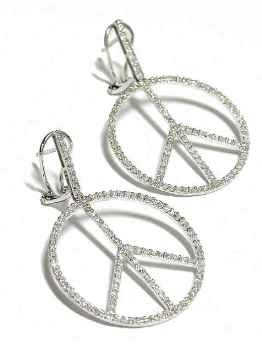 Trendy Bold Diamond Peace Sign Earrings