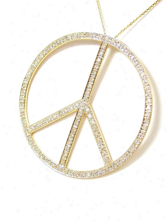 Trendy Bold Diamond Peace Sign Pendat