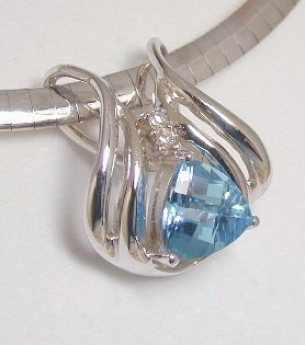 Trilliant Blue Topaz & Diamond Slide