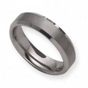 Tungsten Beveled Edge 6mm Brushed Polished Band Ring Size 7