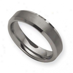 Tungsten Beveled Edge 6mm Brushed Polished Band - Size 8.5