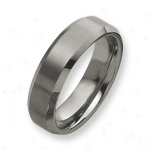 Tungsten Beveled Edge 7mm Brushed Polished Band Ring Size 12