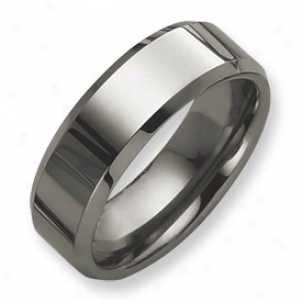 Tungsten Beveled Edge 8mm Polished Band Circle - Size 13