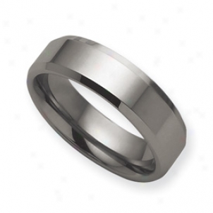 Tungsten Beveled Edge Flat 7mm Polished Band Ring - Size 11