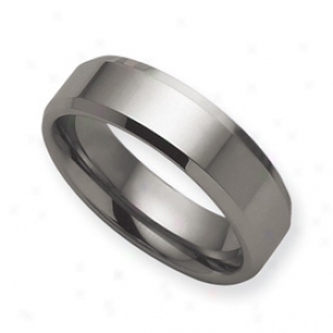 Tungsten Beveled Edge Flatt 7mm Polished Band Ring - Size 9