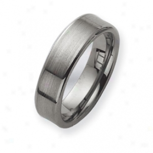 Tungsten Brushed Wedding Bandage Ring - Size 8.5