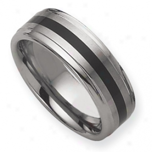 Tungstate of lime Enameled 8mm Brushed Polished Band Ring - Size 10.5