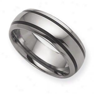 Tungsten Enameled 8mm Polished Band Ring - Size 10.5