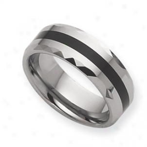 Tungsten Enameled 8mm Classic Band Circle - Size 11.5