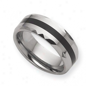 Tungsten Enameled 8mm Burnished Band Ring - Size 8