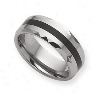 Tungsten Enameled 8mm Polished Cord Ring - Size 9