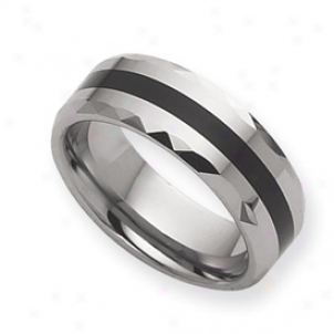 Tungsten Enameled 8mm Polished Band Ring - Size 9.5