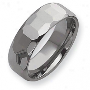 Tungsten Faceted 8mm Polished Band Ring - Size 11