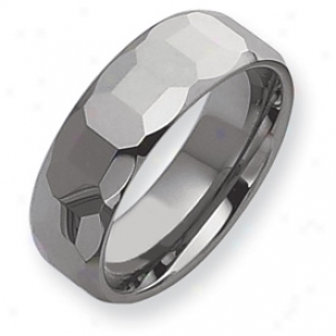 Tungsten Faceted 8mm Polished Band Ring - Size 11.5