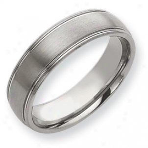 Tungsten Grooved 7mm Brushed Polished Band Sound - Size 7.5