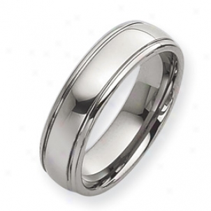 Tungsten Grooved 7mm Polished Band Ring - Siez 9
