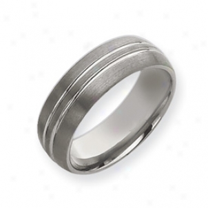 Tungsten Grooved 8mm Brushed And Polished Band Ring - Size 9