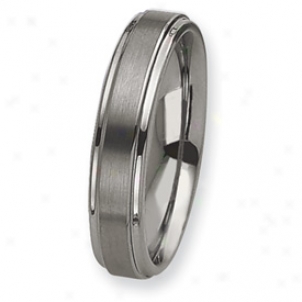 Tungsten Grooved Edge 6mm Brushed Polished Band Sound Size 6