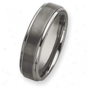 Tungsten Grooved Edge 7mm Brushed Polished Band Ring Sizing 13