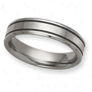 Tungsten Grooved Flat 6mm Polished Band Clique - Size 6.5