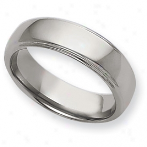 Tungsten Ridged 7mm Polished Band Ring - Size 10.5