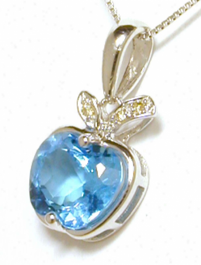 Unusual Blue Topaz & Diamond Apple Pendant