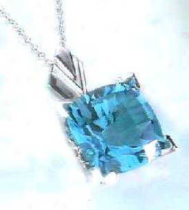 Wg Cushion-cut Blue Topaz Pendant