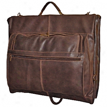 David King Leather Luggage Distressed Leather Deluxe 4-siut Garment Bag