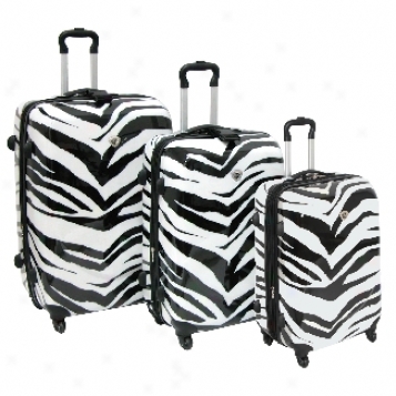 International Traveller Ultra-lightweight Shiny Zebra Print 3-piece Spinner Set